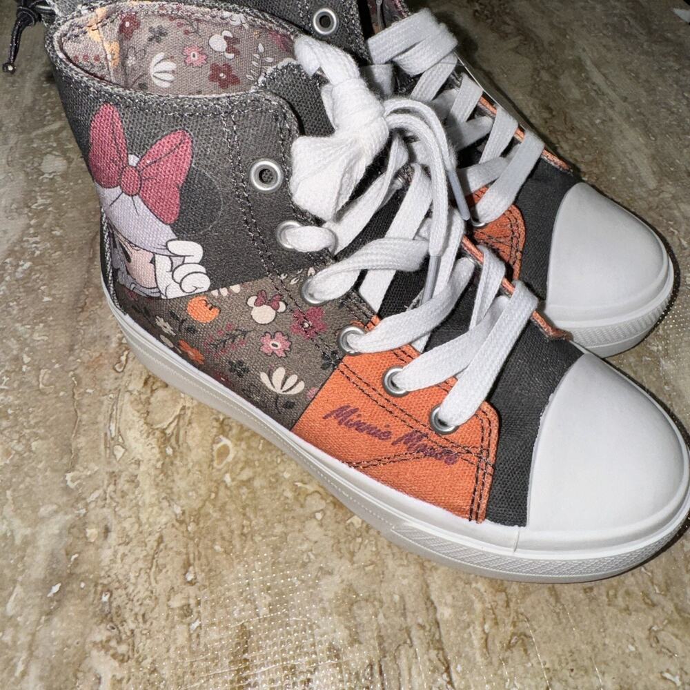 DISNEY MINNIE MOUSE CANVAS HIGHTOP PLATFORMS Sneakers Shoes-SIZE 2